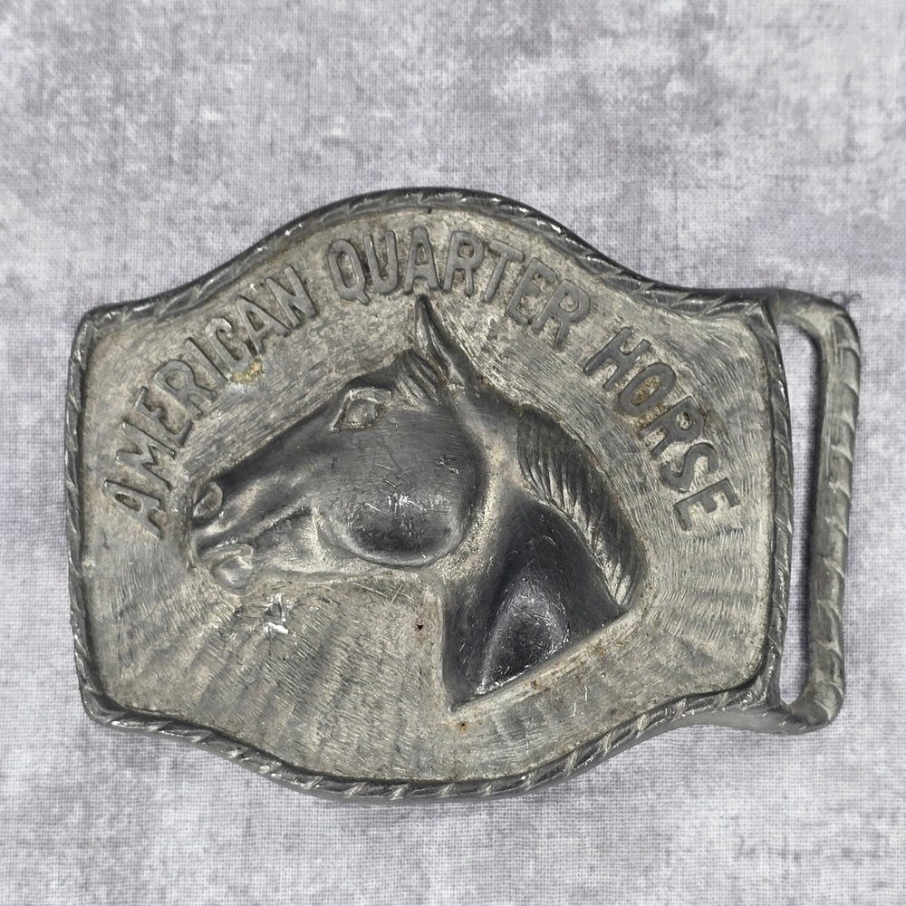 American Quarter Horse Rectangular Belt Buckle Silverstone Fits 1.5 Inch Belt